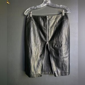 Michael Kors Leather Knee Length Skirt Double Zip Sz 6